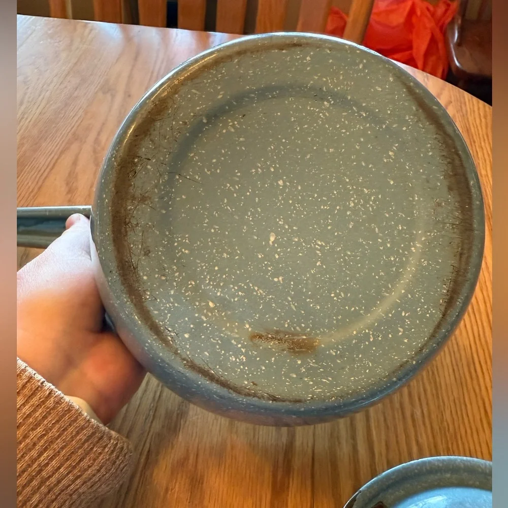 Vintage Blue Speckled Sauce Pan with Lid